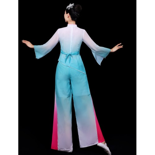 Wholesale Chinese Folk Dance Costumes for women girls Chinese traditional Classical Dance Clothing Yangko Umbrella Fan Dance clothes for female